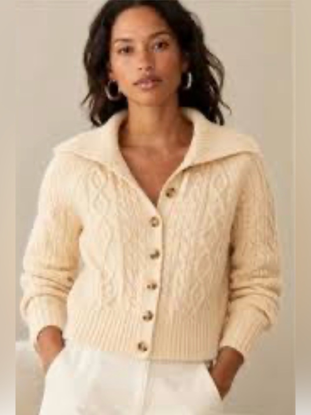 J. Crew Cream Cable Knit Shawl Collar Cardigan NWT